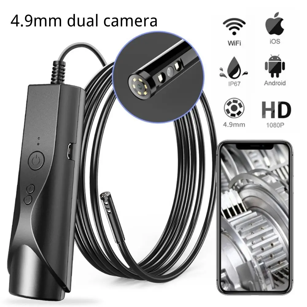 4.9mm Dual Camera Rifle Weapon Borescope 0.2inch Digital Hunting Cleaning Scope with LED Light Side View Use on Mobile - купить по