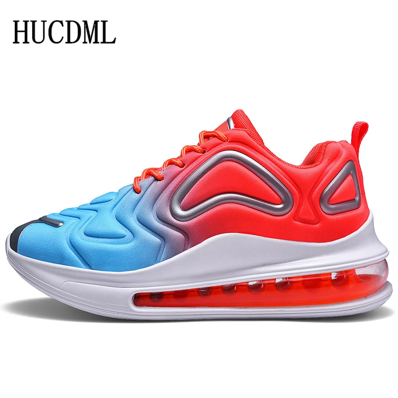 Red Blue HUCDML/; классическая мужская обувь; дышащая удобная повседневная мужская обувь на шнуровке; кроссовки с воздушной подушкой; большие размеры 39-47 - Цвет: Red Blue