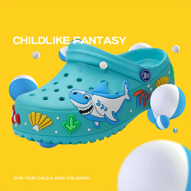 

Summer Children's Clogs Cartoon Garden Shoes for Girls Croc Beach Slides New Fashion Kid's Slippers Boys Shark Clogs Slipstop