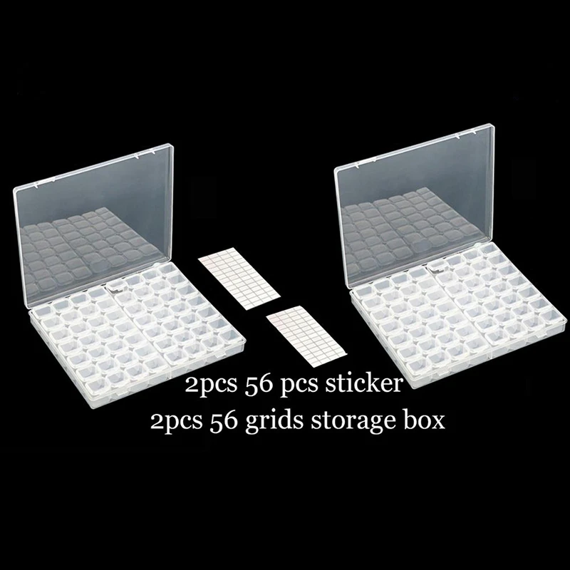 

4pcs/set 5D Diamond Painting Box Accessories 56 Grids DIY Diamond Embroidery Tool Home Storage Box