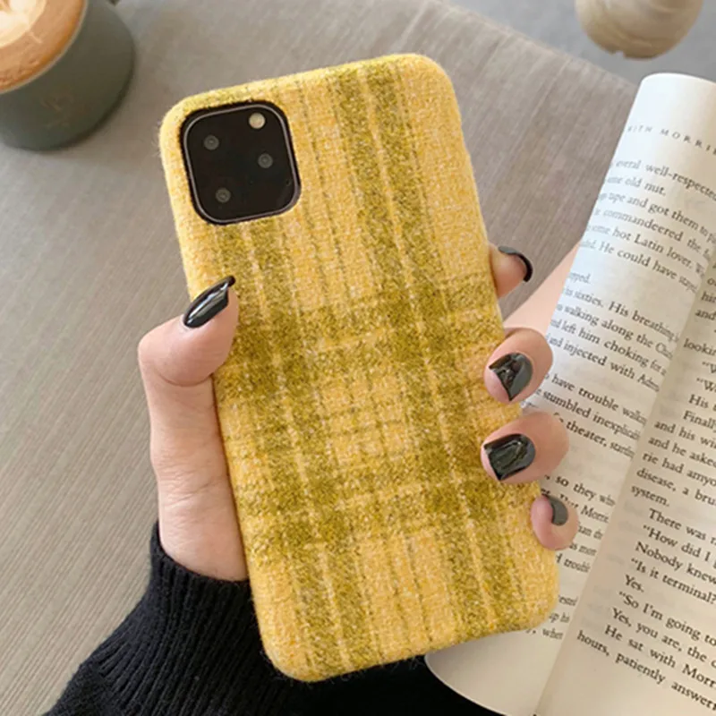 Fashion Vintage Warm Plush Fabrics Phone Case for Iphone 11 11pro 11promax X Xs Xsmax Xr 6 7 8 Plus Soft Silicon Back Cover Capa | Мобильные