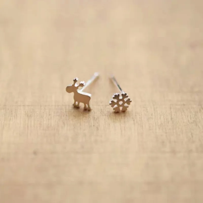 Модные серьги из стерлингового серебра 925 пробы рождественские в виде лося и