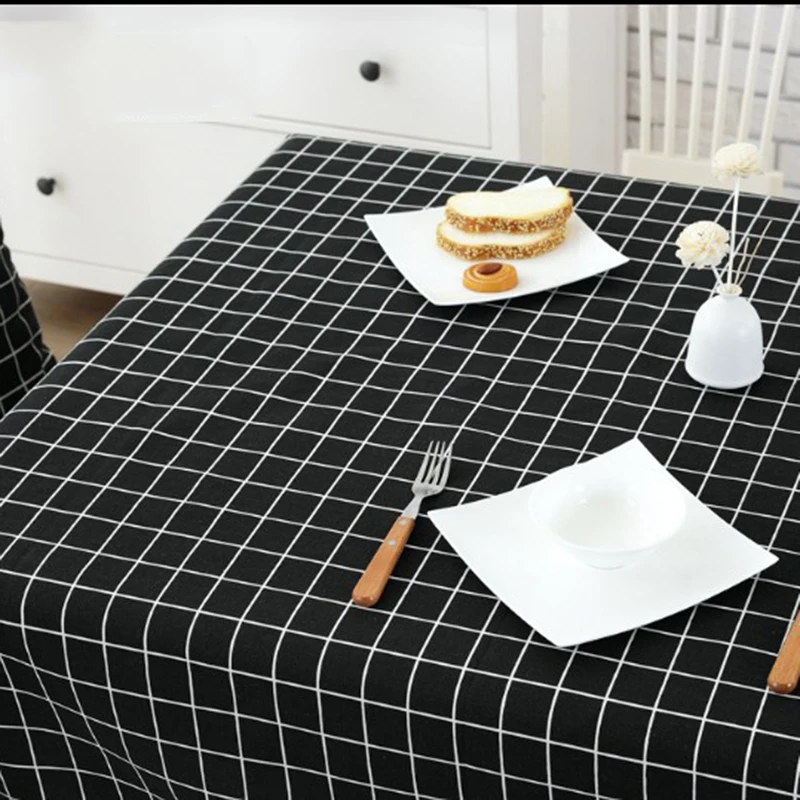 Водонепроницаемая простая хлопковая салфетка в японском стиле с белой решеткой