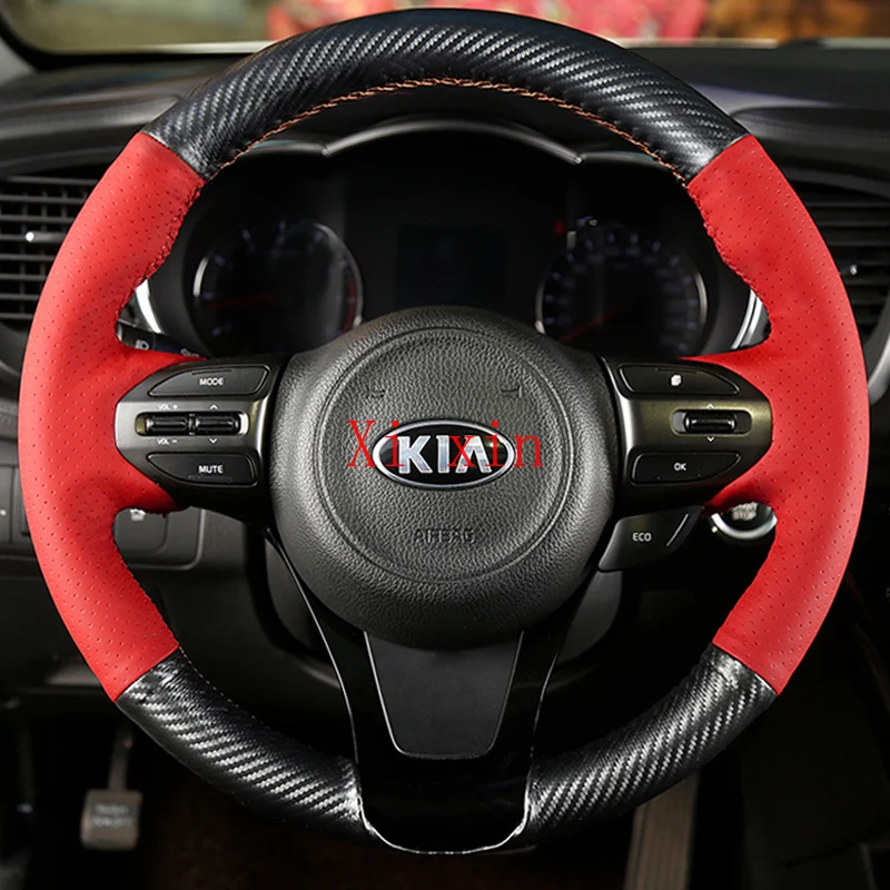 

For Kia K3 K5 K4 K2 fcrte soul sportage R Pegas KX5 KX3 custom leather special hand-sewn steering wheel cover car accessories