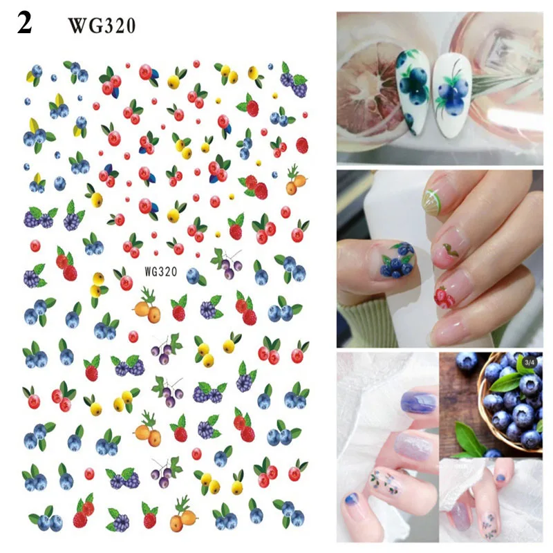 

Manicures Nail Stickers Strawberry Peach Design Nail Decoration 3D Fruits Decals DIY Art Nail Foils Nail Adhesive Sliders