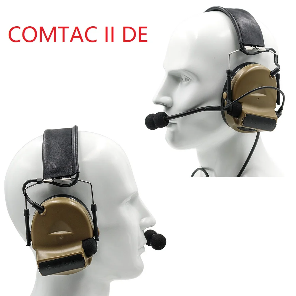 Tactical electronic shooting COMTAC II noise reduction hunting headset + tactical U94 PTT + tactical helmet ARC track adapter DE