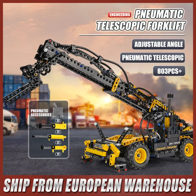 

MOULD KING 19009 High-Tech Toys The Pneumatic Telescopic Forklift Model Building Blocks Assembly Bricks Kits Kids Christmas Gift