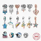 Подвеска из серебра 925 пробы с ажурным сердцем в виде черепахи, морской звезды, для оригинального браслета, ювелирные изделия сделай сам