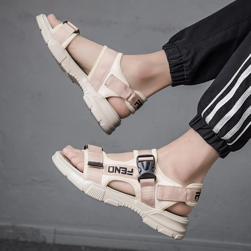 

CRLAYDK New Fashion Summer Sandals Breathable Casual Roman Shoes Men's Strap Buckle Non-Slip Outdoor Beach Slipper Comfortable