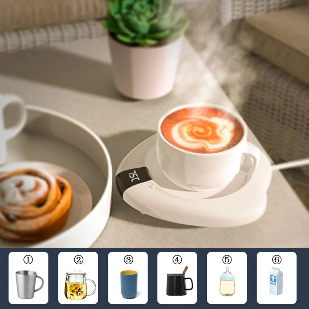 

Smart touch heating coaster adjustment 3 levels (55°-comfortable / 65°-warm / 75°-hot) tea, water, milk, coffee heating coaster
