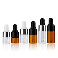 20pcs 1ml2ml3ml glass amber essential oil dropper bottles aluminum cap reagent drop eye liquid pipette aromatherapy containers