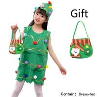 3pcslots santa kids costume with hat christmas elf santa claus cosplay party dress christmas party props cloth