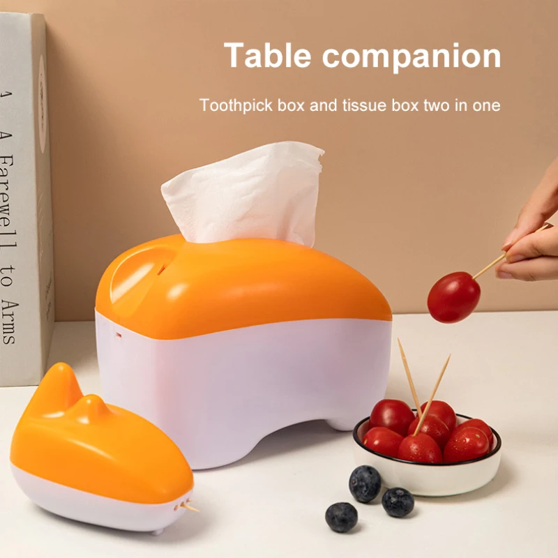 

Rhinoceros Toothpick Box Tissue Holder 2 In 1 Multi-function Napkin Organizer Toothpick Storage Container Tableware Tools QBMY