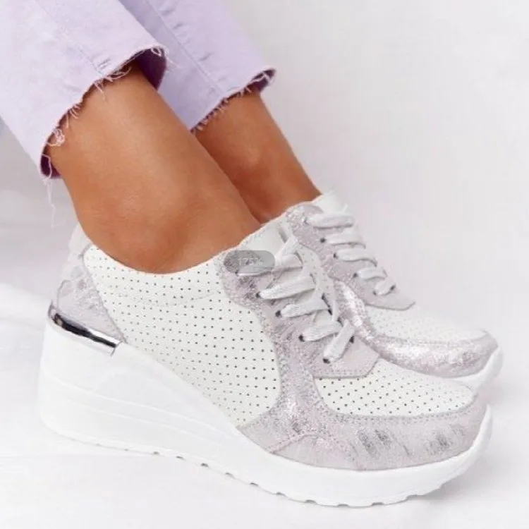 

2021 Spring New Women Sneakers Mixed Colors Lace-Up Women's Vulcanize Shoes Ladies Platform Sport Shoes Zapatos De Mujer Zapatos