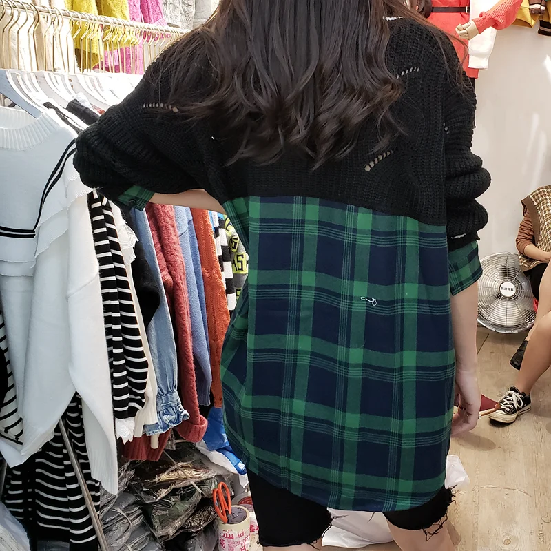 Женская рубашка в клетку Осень-зима стиле ретро | одежда