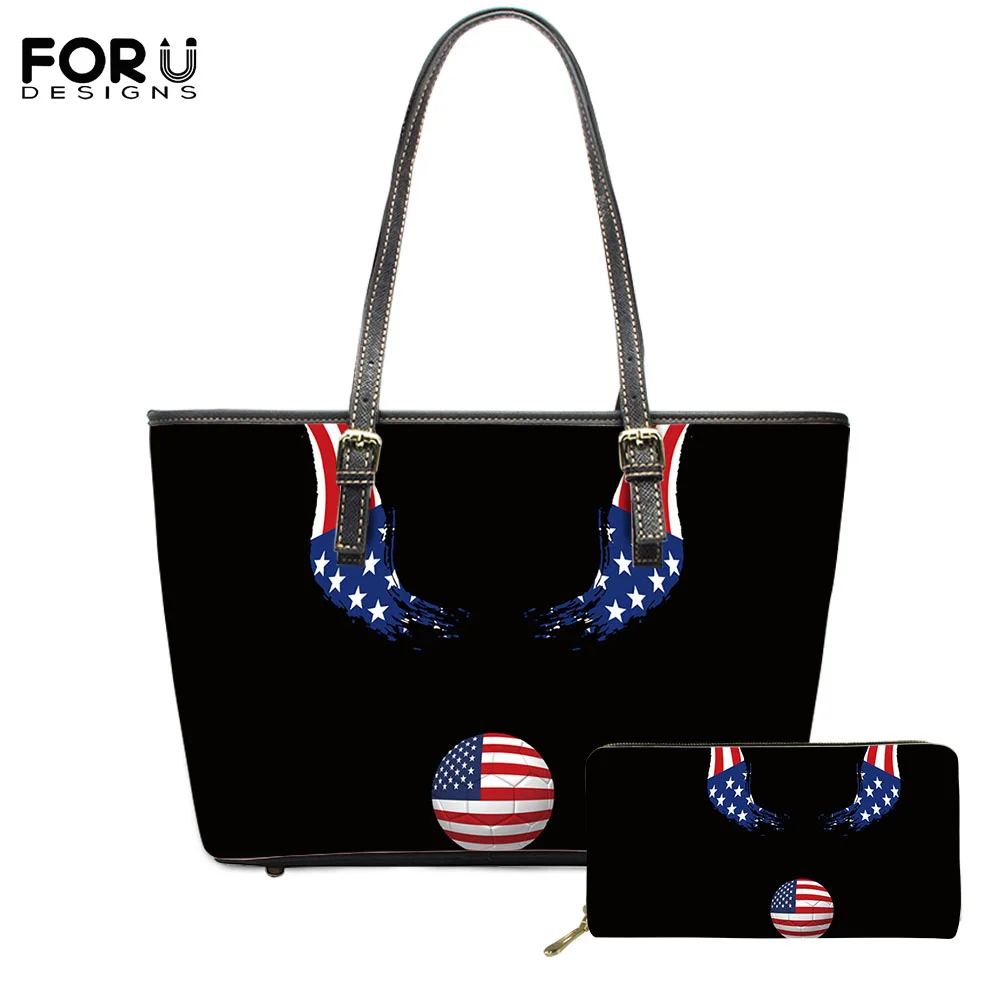 

FORUDESIGN, повседневные сумки для покупок через плечо, кошелек для женщин, 2 шт., символы национального шара, брендовый дизайн, вместительные жен...