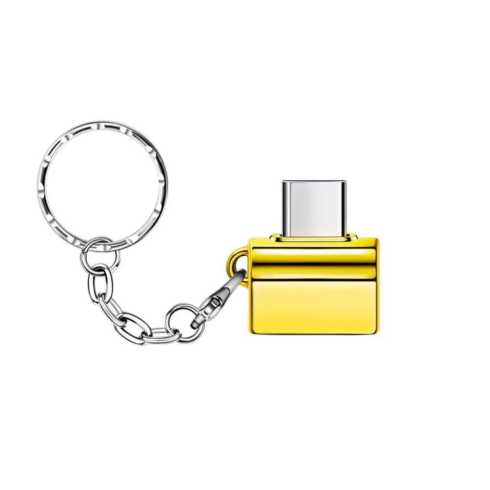 1pcs Gold Plug FONKEN usb type C OTG адаптер type-C конвертер USB для usb C PD зарядное устройство Мышь Клавиатура флэш-диск Портативный брелок для ключей OTG штекер - Цвет: 1pcs Gold Plug