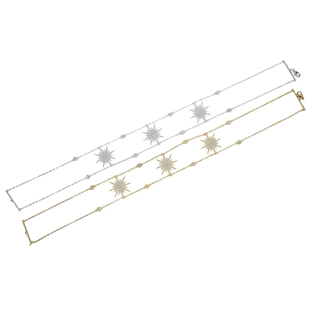 Модное шикарное колье-чокер с многослойной цепочкой из кубического циркония