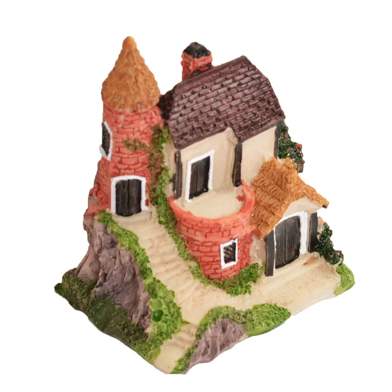 cute mini resin house miniature house fairy garden micro landscape home garden decoration resin crafts 4 styles color random free global shipping