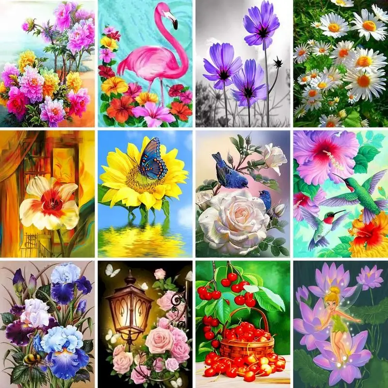 

GATYZTORY 5D DIY Diamond Painting Flower Kit Full Drill Square Embroidery Mosaic Art Picture of Rhinestones Home Decor Gift