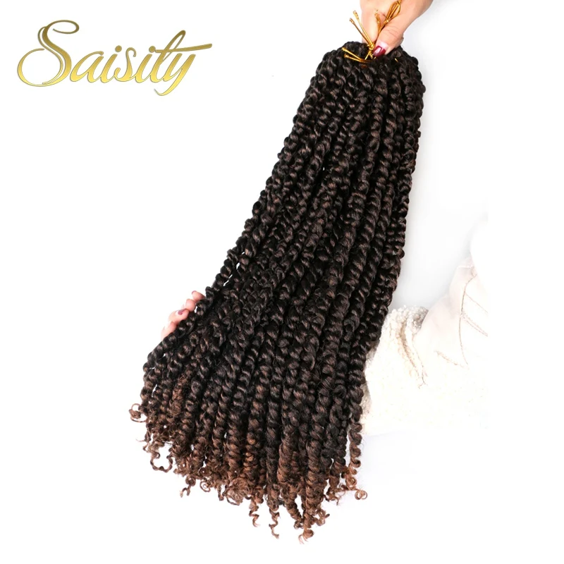Saisity18inch Омбре бомба твист предварительно Петельчатая коса крючком плетение