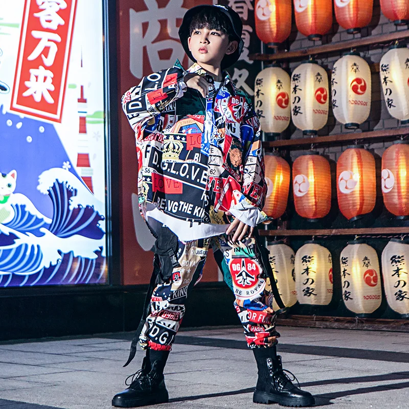 

Детские костюмы в стиле хип-хоп для мальчиков, уличная танцевальная куртка, штаны для девочек, одежда для джазовых танцев, Детские наряды для фестиваля, подиума, шоу DWY5316