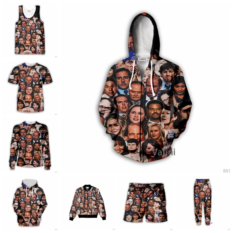 

Fashion Men Women The Office Collage 3D Full Print Hoodies Harajuku Zipper Pullover Sweatshirt Unisex Casual Tracksuit
