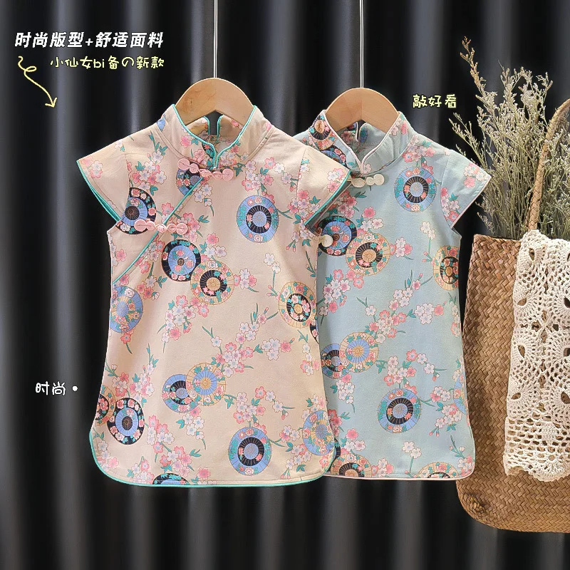 

Summer Floral Baby Girls Dress Qipao Cheongsam Traditional Chinese Style Princess Birthday Wedding Party Clothing Baby Hanfu Vin