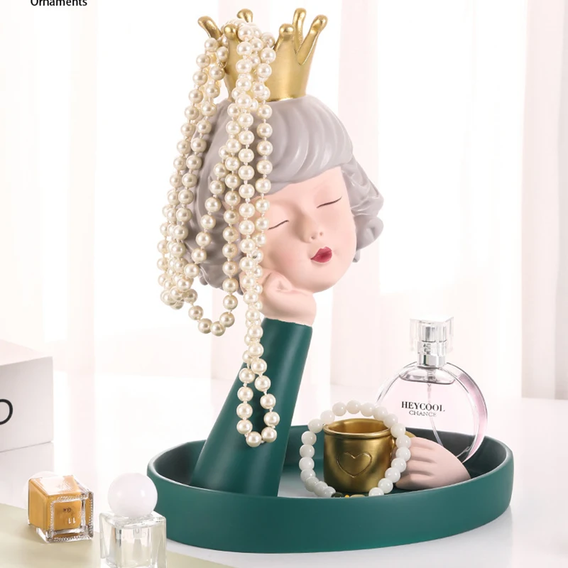 

Resin Buble Girl Statue Sculpture Figurine Key Candy Container Sundries Storage Holder Home Table Artware Desk Decor