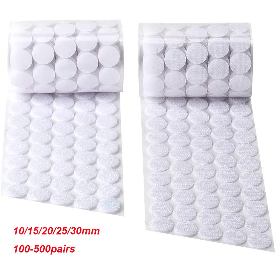 Самоклеящиеся Круглые нейлоновые застежки-липучки с крючком, 10-30 мм, 500 пар