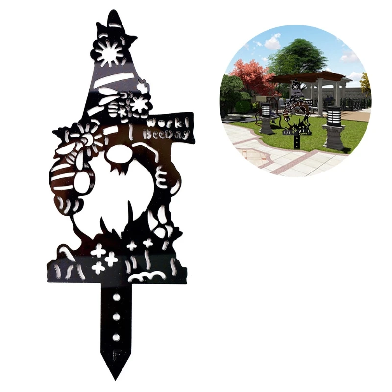 

LXAF Acrylic Christmas Gnomes Peep Yard Sign Stakes Silhouette Garden Decorations
