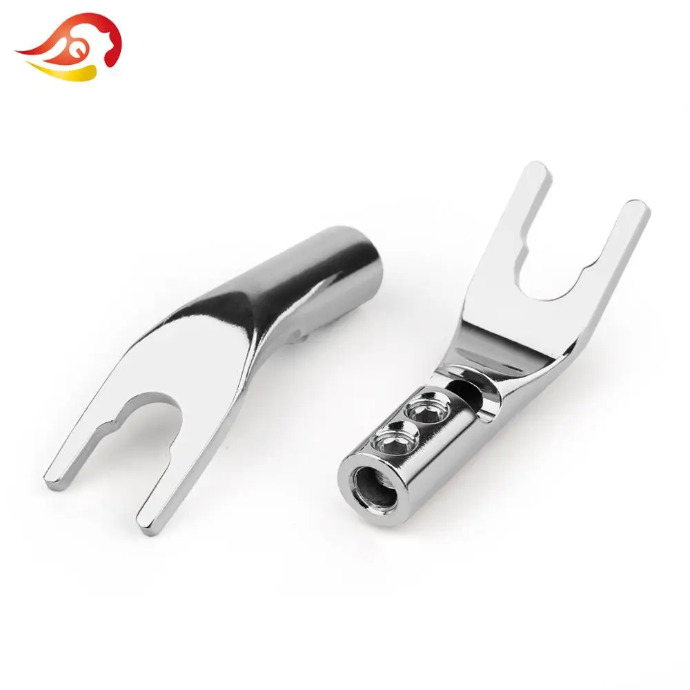 QYFANG Banana Plug Solder Wire Connector U/Y Gold/Rhodium Plated Copper Spade Speaker Audio Jack Screw Fork HiFi Plugs |