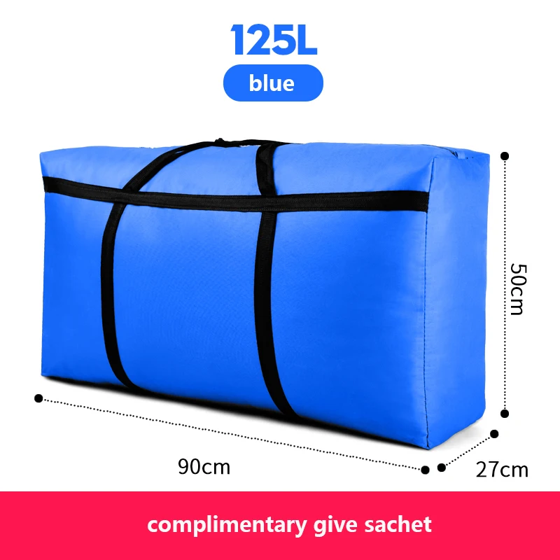 Blue 125L Дорожная сумка, холщовая, переносная, для женщин, для выезда за границу, сумка для багажа, большая вместительность, 40L-180L, большая, переносная, для дома, сумка для хранения, очень большая - Цвет: Blue 125L