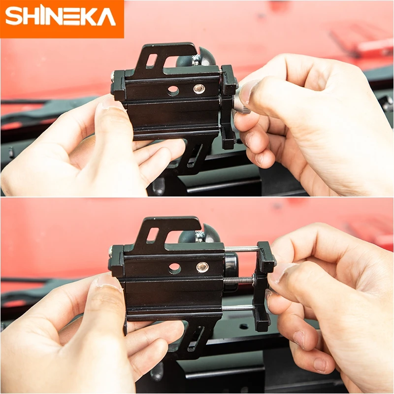 shineka car center console phone holder stand gps mount bracket for jeep wrangler jk 2007 2017 black aluminum alloy accessories free global shipping