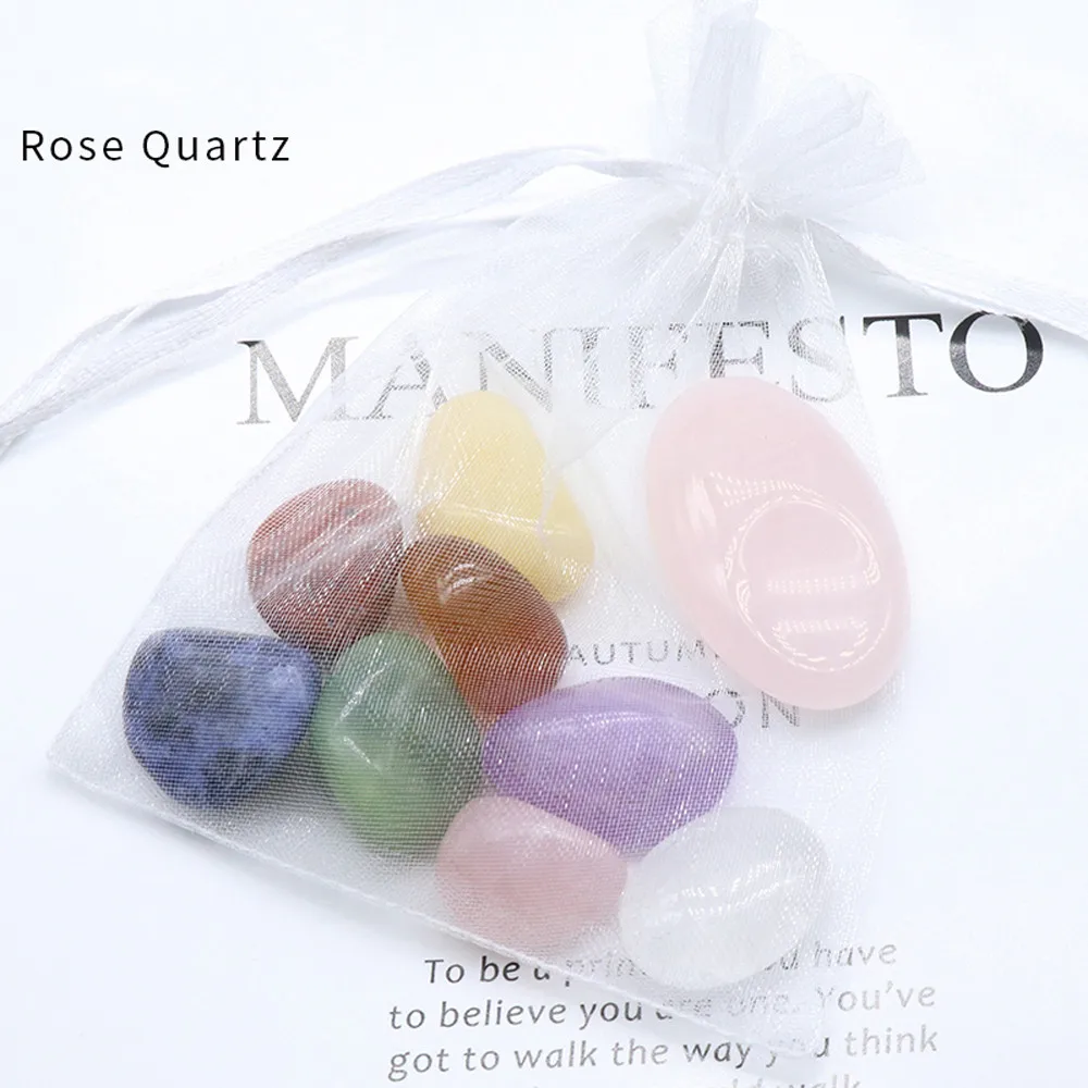 

Natural Stone Crystal Gemstone 7 Chakras Mineral Specimen Ornaments Quartz Home Decoration Healing Christmas Gift Box 8PCS/Set