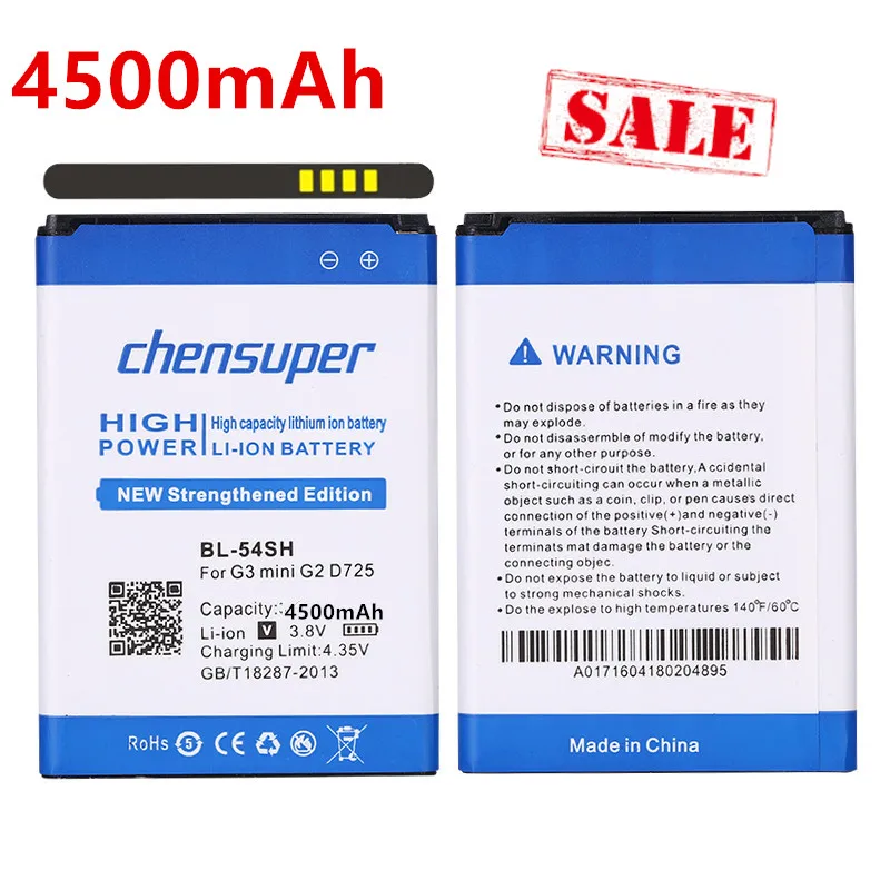 Новый аккумулятор 4500 мАч для LG Optimus G3 mini G2 D725 D722 D728 D729 D22 F300 L90 F7 F260 D410 D405N US780 F320 g3s BL