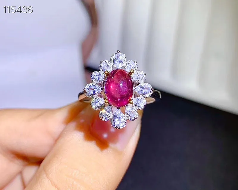 1.26Ct цветок гранат кольцо для женщин подарок простое роскошное летнее 6x8 мм Хорошее ювелирное изделие