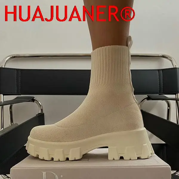 

2022 Autumn Winter New Unisex Socks Shoes Women Thick-soled Casual Large Size Net Red Knitted Short Boots Women botas de mujer