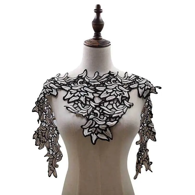 

1PCS Beautiful Venise Lace Applique Patches Hollow Embroidery 3D Flowers Dress Collar Trim Lace Fabric Motif DIY Sewing Guipure