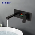 JIENI матовый черный смеситель для ванной комнаты, кран для раковины с водопадом, кран для раковины, Твердый латунный настенный смеситель для ванны, смеситель для раковины, кран