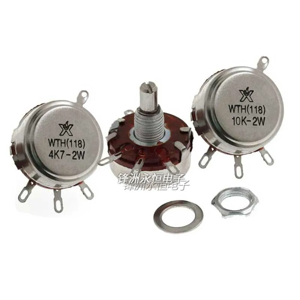 2 шт WTH118 1A 2W 1K/2K2/4K7/10K/22K/47K/100K/470K/1M однооборотный потенциометр углеродной
