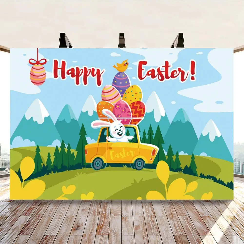 

Фоны с весенним лесом детский мультяшный счастливый Пасхальный день кролик цветы яйца трава плакат фотографический фон для декора стола