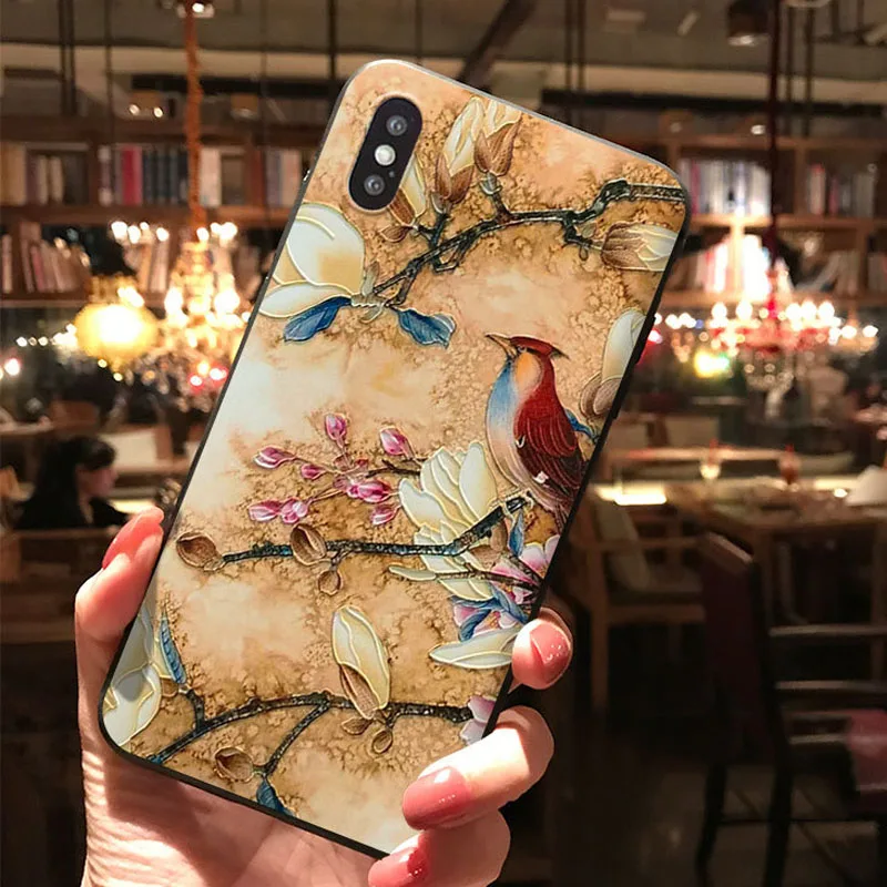 Шикарный чехол для телефона с цветком лотоса iPhone 11 12ProMax XS MAX XR X тиснением в виде