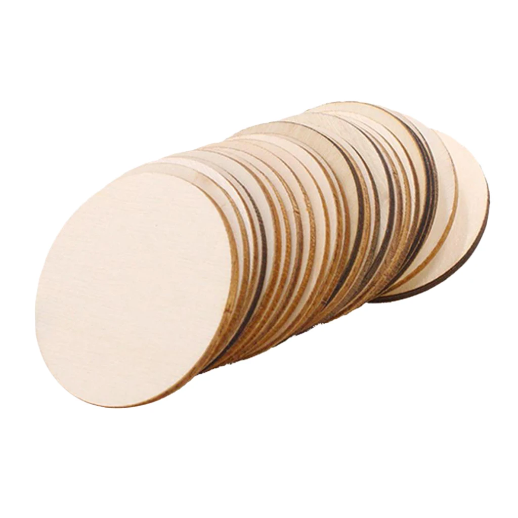 

25x Unfinished Small Wooden Circle Cutouts for Coasters DIY Crafts