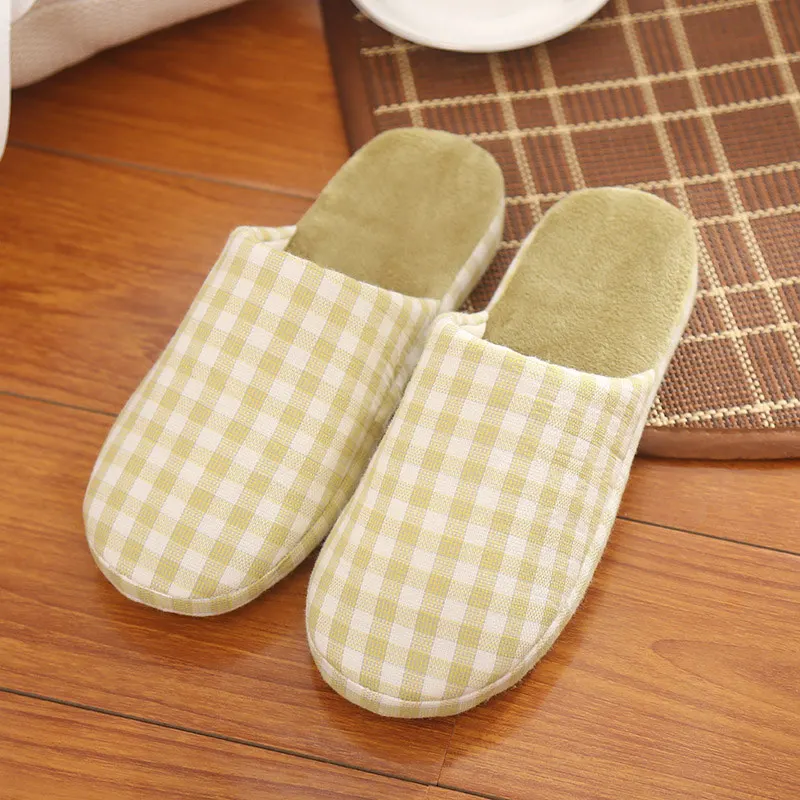 

Women Home Indoor Light Slippers Couples Unisex Casual Plaid Lady Warm Plush Shoes Ladies Soft Sole Comfortable Footwear Bedroom