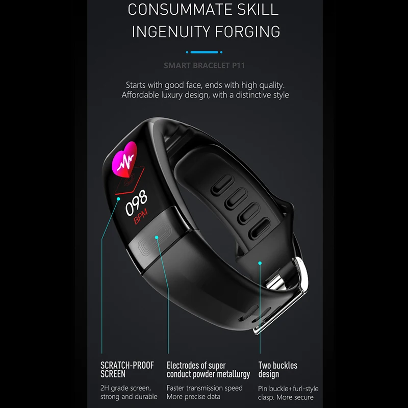

Smartband P11 Plus ECG Watch Heart Rate Monitor PPG Smart Waterproof