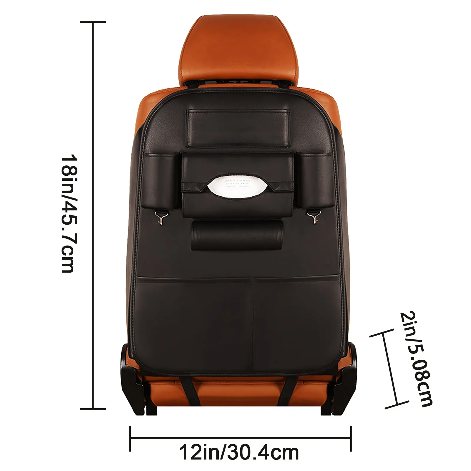 

Household Storage Bags 2 Pack Leather Premium Car Seatback Organizer Travel Accessories Seat Covers -