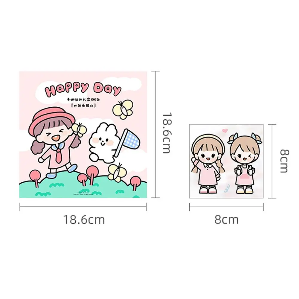

20Pcs/Gift Box Package Cute Cartoon Girl Series 10pcs Masking Tape and 10pcs Stickers Scrapbook Stationery or 20 sheets stickers