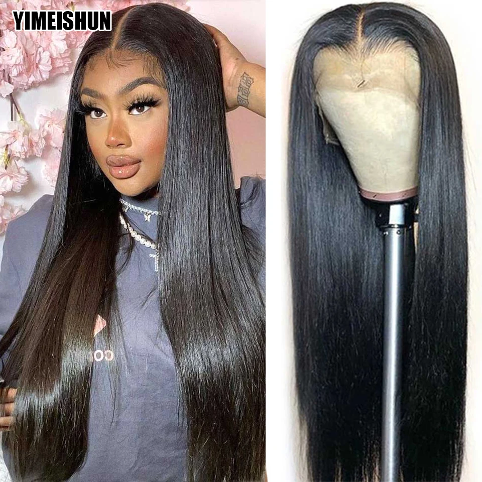 

13x4 180% Straight Lace Front Wig HD Transparent Lace Frontal Human Hair Wigs Pre Plucke Brazilian Lace Closure Human Hair Wigs