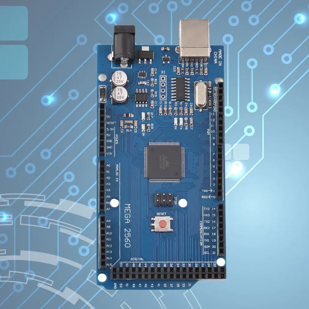 Mega 2560 R3 REV3 ATmega2560-16AU Плата USB кабель совместимый 256 Кб из которых 8 КБ используется